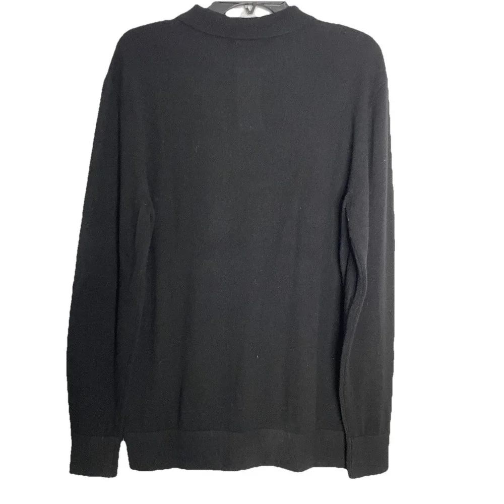 NWT Asher Lux‎ Black 100% Cashmere Pullover Polo Sweater Classic Preppy Medium